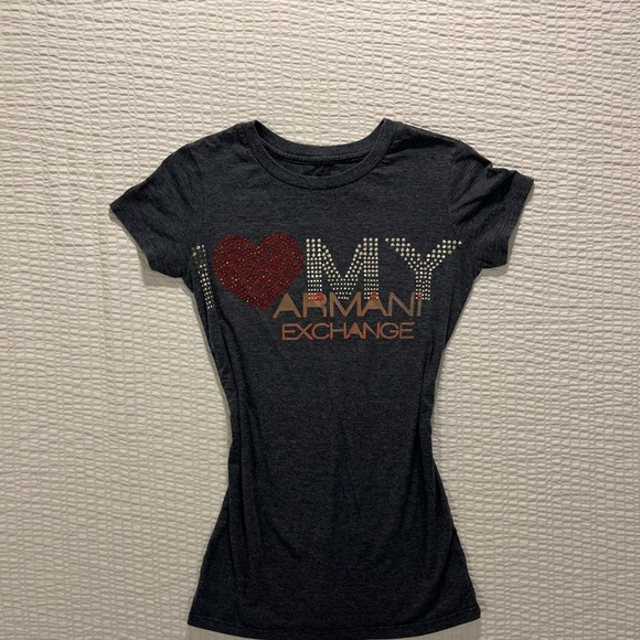 Y2K bling Armani Exchange Women's Gray T-Shirt - Picture 5 of 6